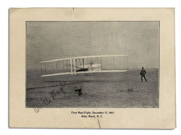 Superb Orville Wright First Manned Flight Signed Photo