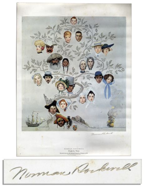 Norman Rockwell Signed Print of His Famous ''Saturday Evening Post'' Cover Named ''Family Tree''