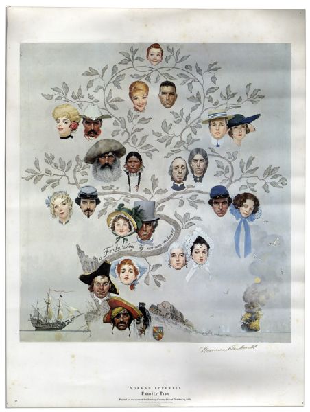 Norman Rockwell Signed Print of His Famous ''Saturday Evening Post'' Cover Named ''Family Tree''