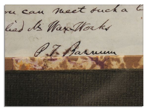 P.T. Barnum Autograph Letter Signed With Excellent Content -- ''...a bevy of showmen...began to argue upon the merits and demerits of Genl Tom Thumb - one claiming that I had bamboozled the Queen...''