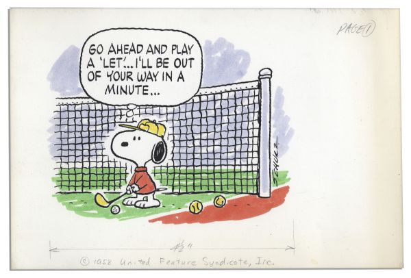 Charles Schulz ''Peanuts'' Color Original Artwork Starring Snoopy From 1958