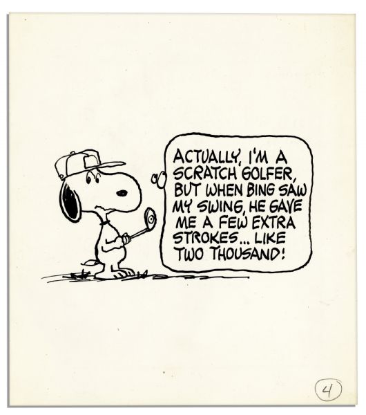 Charles Schulz ''Peanuts'' Original Artwork Starring Snoopy as a Golfer