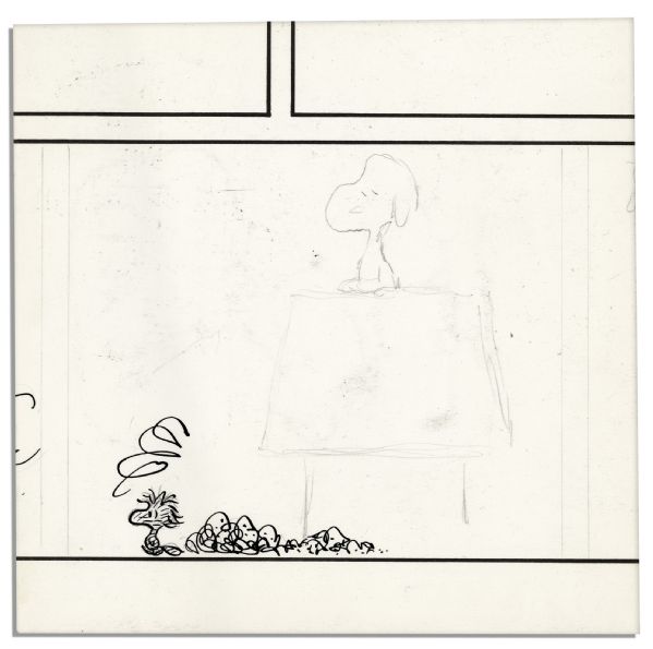 Charles Schulz ''Peanuts'' Original Artwork Starring Snoopy as a Golfer -- With an Additional Penciled Sketch of Snoopy to Verso