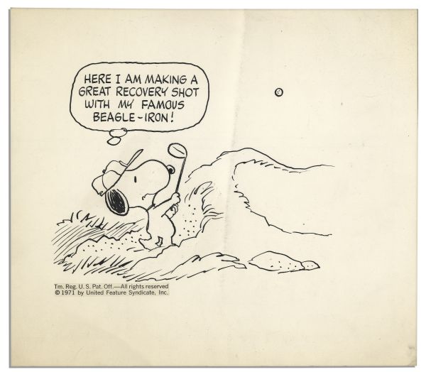 Charles Schulz ''Peanuts'' Original Artwork Starring Snoopy as a Golfer From 1971