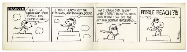 Charles Schulz ''Peanuts'' Four-Panel Strip Starring Snoopy as His Alter Ego, The WWI Flying Ace Red Baron