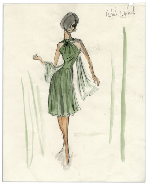 Edith Head 11'' x 14'' Costume Sketch of Natalie Wood