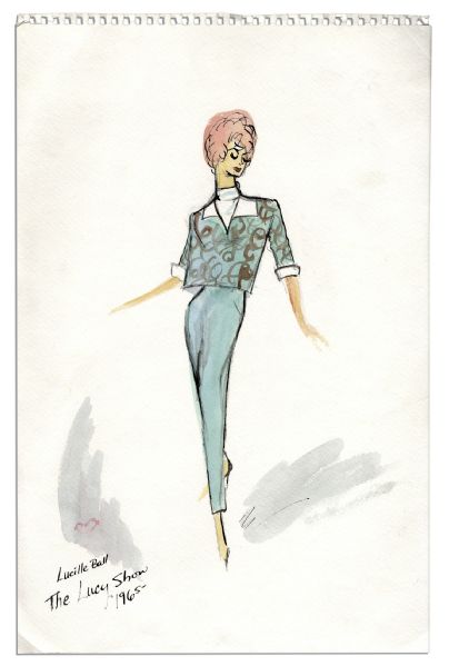 Edith Head Costume Sketch For Lucille Ball in 1965