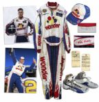 Will Ferrell Hero Costume From His Racecar Driver Comedy Talladega Nights -- Wonder Bread Racesuit, Cap & Shoes -- With Wardrobe Departments Tag