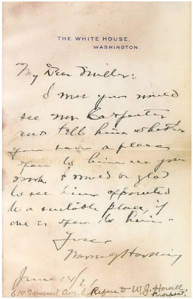 Very Rare Warren Harding Autograph Letter Signed as President