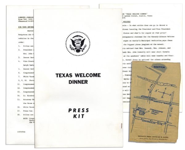 Complete Press Package for the JFK Texas Welcome Dinner -- Planned for the Night of His Assassination