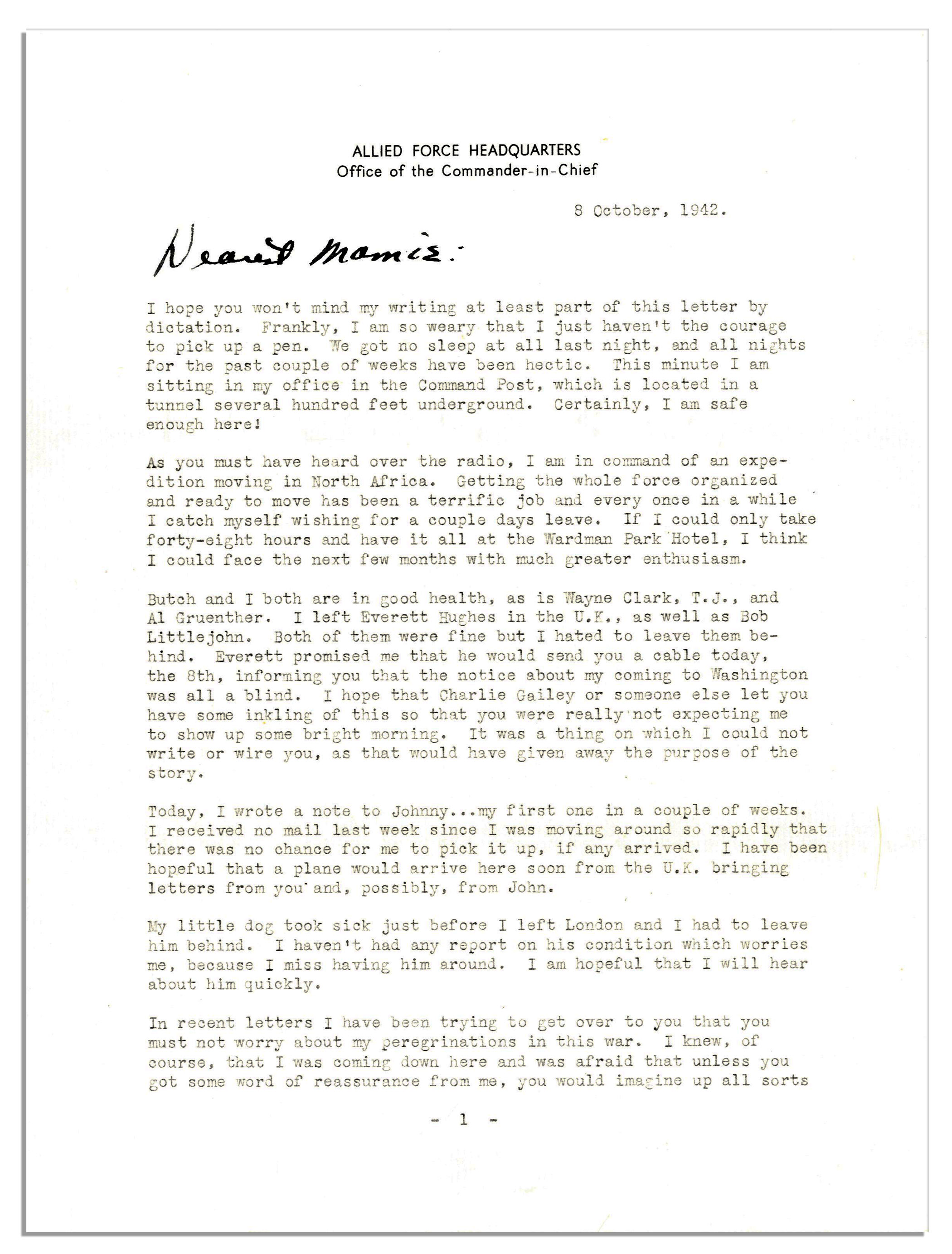 Lot Detail - Eisenhower WWII Letter Signed ...
