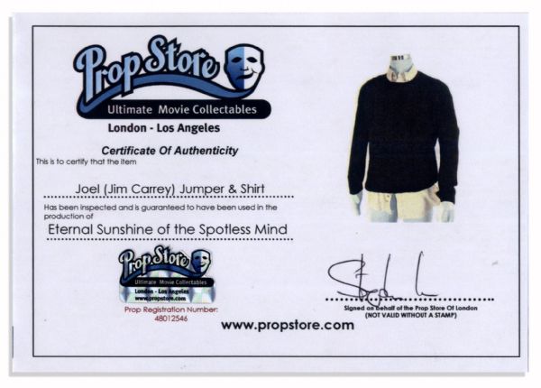 Jim Carrey Wardrobe From Best Screenplay-Winner ''Eternal Sunshine of the Spotless Mind''
