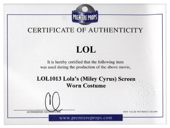 Miley Cyrus Screen-Worn Top From ''LOL''