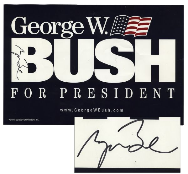 George W. Bush Signed 19'' x 12.5'' Presidential Campaign Poster