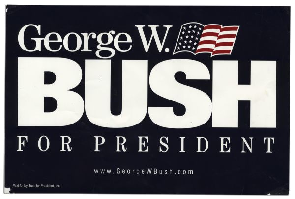 George W. Bush Signed 19'' x 12.5'' Presidential Campaign Poster