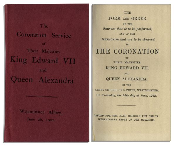 Program From The Coronation Ceremony of King Edward VII & Queen Alexandra -- Fine