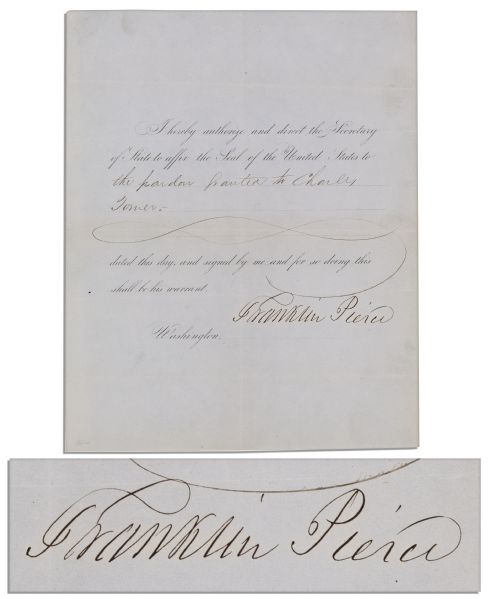 Franklin Pierce Document Signed as President