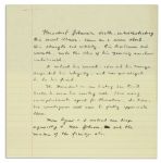 Spiro Agnew Autograph Manuscript Regarding the Sudden Death of President Lyndon B. Johnson -- ...Comes as a severe shock. His strength and vitality, his liveliness and warmth...