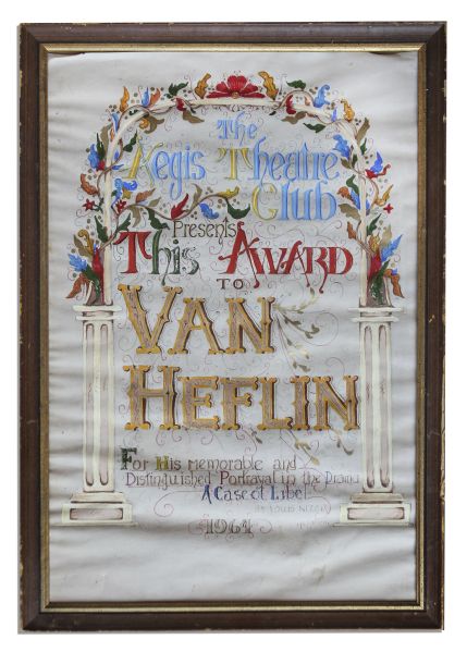 Van Heflin's Aegis Theatre Club Award For A Case of Libel From 1964