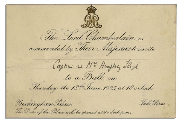 Invitation to a Royal Ball at King George V's Buckingham Palace