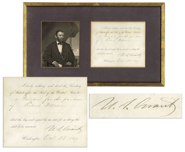 Ulysses S. Grant Presidential Pardon Signed From 1869 -- During His First Year in Office