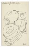 "Archie Bunker" Actor Carroll OConnor Signed Drawing of "Archies favorite chair" -- Not an Easy Chair but a Toilet