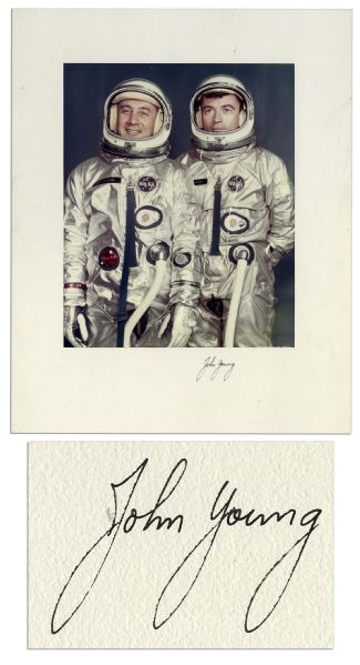 Impressive Gemini III Photo Signed by John Young -- Measures 16 x 20