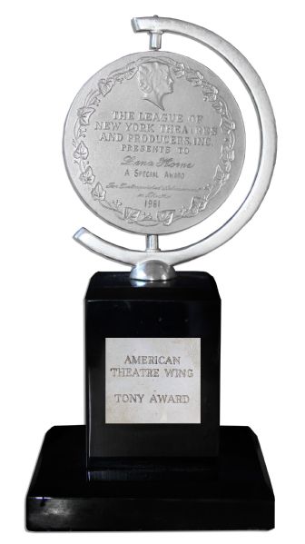 Lena Horne's Personally-Owned Tony Award -- ''Distinguished Achievement in Theatre'' Award for ''Lena Horne: The Lady and Her Music''