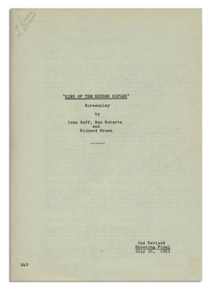 Darryl F. Zanuck Signed & Personally Owned Script From King of the Khyber Rifles