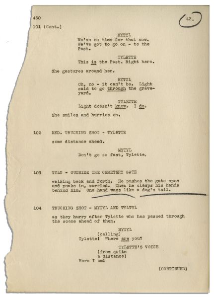 Darryl F. Zanuck Signed Script For The Blue Bird -- With an Internal Memo From 20th Century Fox About the Screenplay Regarding Its Adherence to Production Code