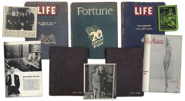 Lot of 5 Darryl F. Zanuck Bound Publications -- ''Life'' & ''Fortune'' From The 1930's -- With Articles on Zanuck -- & 20th Century Fox Materials From The 1950's, With Rare Marilyn Monroe Photos