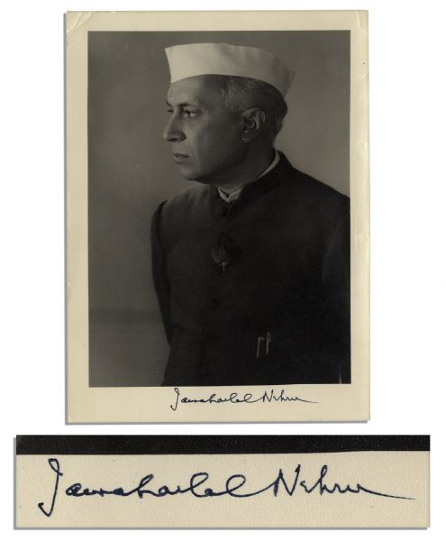 Indian Prime Minister Jawaharlal Nehru Signed Photo