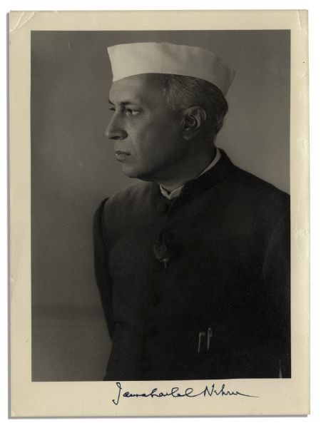 Indian Prime Minister Jawaharlal Nehru Signed Photo