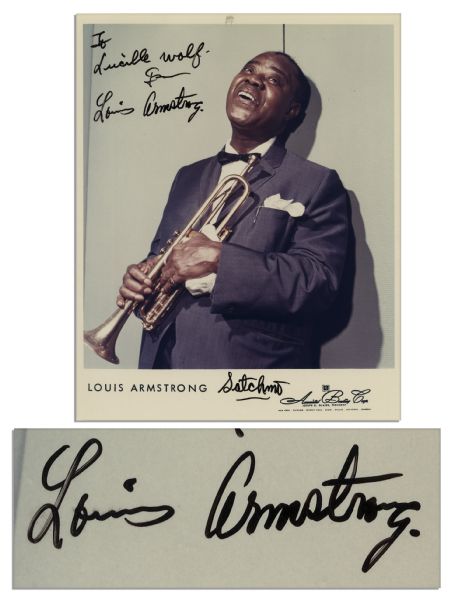 Beautiful Louis Armstrong Signed 8'' x 10'' Glossy Color Photo
