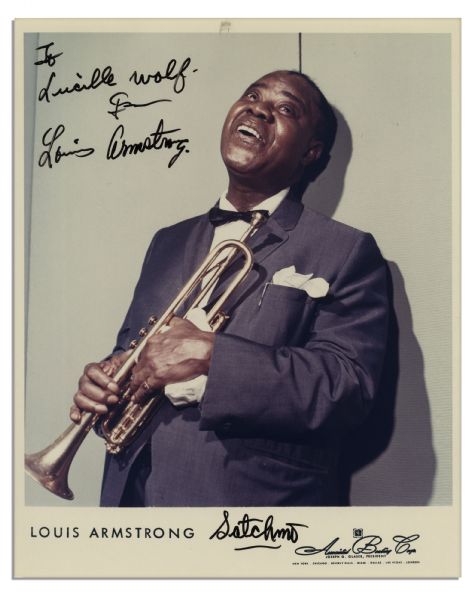 Beautiful Louis Armstrong Signed 8'' x 10'' Glossy Color Photo