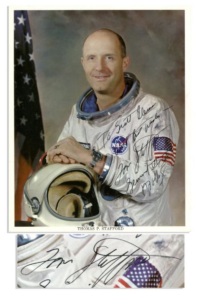 Lot of 4 Astronaut Signed 8 x 10 NASA Photos -- Stafford, McDivitt, Worden & Lovell