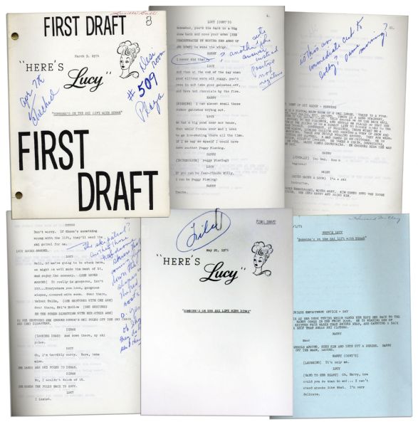 Lucille Ball First and Final Draft Scripts For An Episode of Heres Lucy Guest Starring Dinah Shore From 1971 -- With Lucys Hand Notes