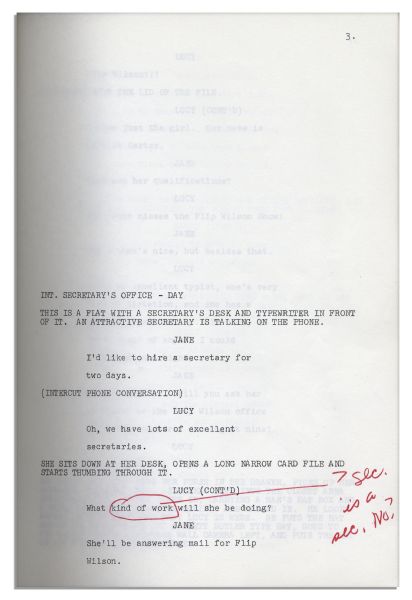 Lucille Ball Personally Owned Script From Her 1968 Show, ''Here's Lucy'' -- With Her Hand Notations