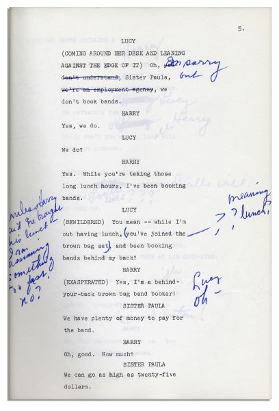 Lucille Ball Personally Owned Script From Her 1968 Show, ''Here's Lucy'' -- With Her Hand Notations