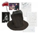 Marcel Marceau Autograph Letter Signed on His Personal Stationery Gifting a Hat to a Friend for Christmas -- With His Drawing of the Hat & the Actual Gifted Hat Included in the Lot