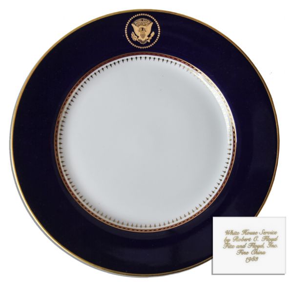 Ronald Reagan Presidential China Dessert Plate -- 1983 Exhibit Piece by Robert C. Floyd