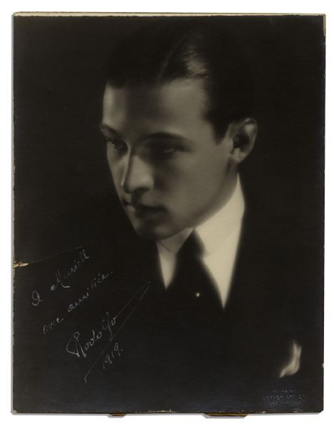 Rudolph Valentino Photo Signed -- Early Signature From 1919