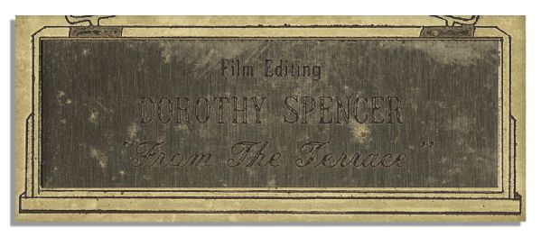 Limelight Award for Film Editing for the 1960 Drama ''From The Terrace'' -- Presented to Female Editor Dorothy Spencer