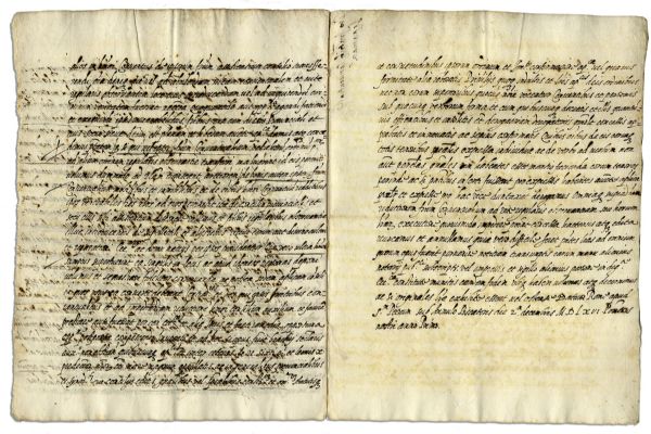 Period Copy of an Order Issued by Pope Pius V -- Latin Document Translates, ''...suppress all houses and convents of the Franciscans...[who are] behaving with unrestrained licentiousness...''