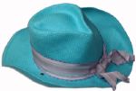 Cher Personally Owned & Worn Bright Aqua Woven Straw Stetson Hat