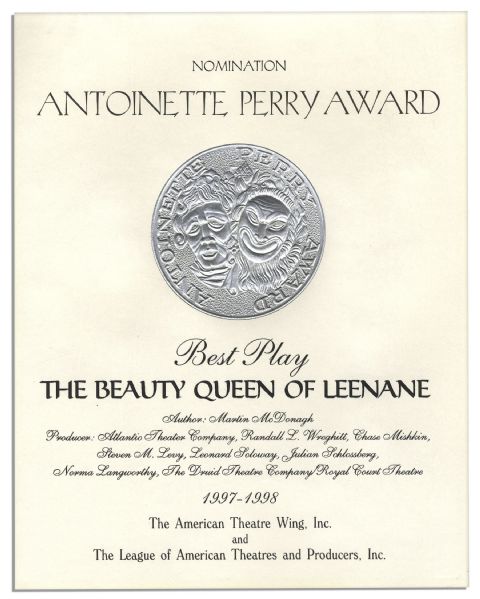 Tony Award Nomination for ''The Beauty Queen of Leenane'' -- For Best Play of 1997-1998