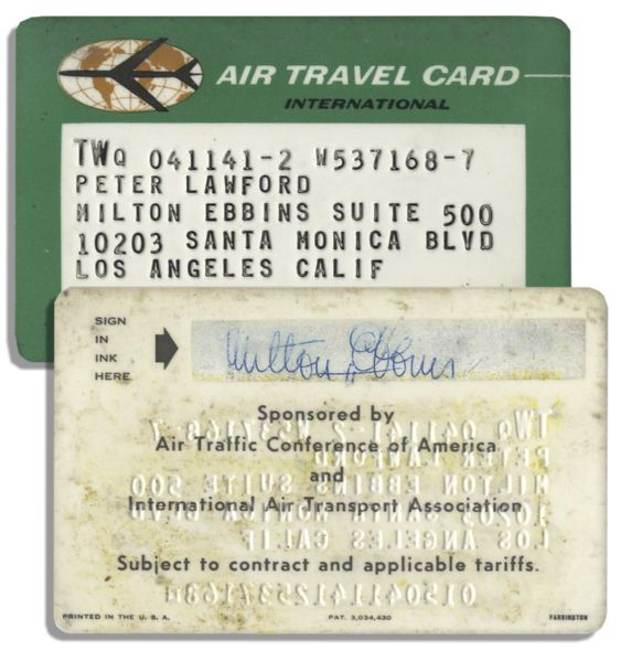 Peter Lawford Air Travel Card