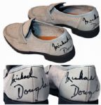 Michael Douglas Twice-Signed Suede Loafers Worn as Liberace in Behind The Candelabra -- The Role for Which Douglas Won an Emmy