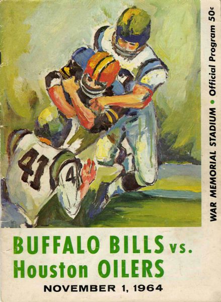 Buffalo Bills vs. Houston Oilers Program From 1 November 1964 -- Cover Wear, Coupon Cut From Rear Page -- Very Good Condition