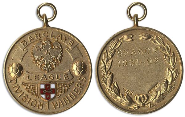 Championship Gold Medal for the English Football League Division One -- Awarded to Chris Whyte of Leeds United for the 1991-1992 Season